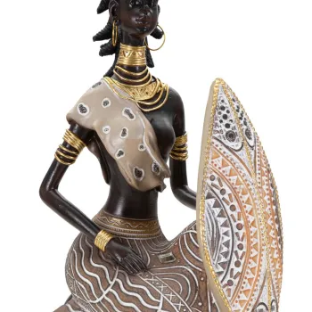 Statueta decorativa Tribal Masai Seat, Mauro Ferretti, 13.5x9x24.5 cm, polirasina, multicolor imagine