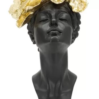 Statueta decorativa, Woman With Butterfly, Mauro Ferretti, 21 x 20 x 36.5 cm, polirasina, negru/auriu imagine
