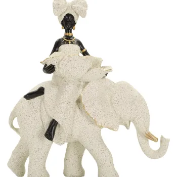 Statueta / figurina decorativa, Mauro Ferretti, African Woman on Elephant, 19.5x8x12 cm, polirasina, nisip imagine