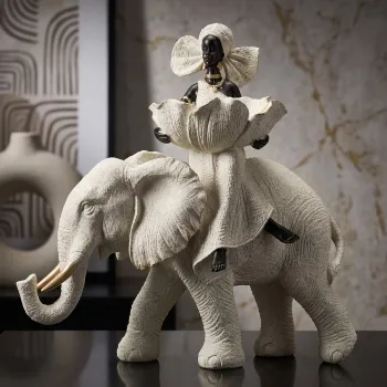 Statueta / figurina decorativa, Mauro Ferretti, African Woman on Elephant, 29x13x29 cm, polirasina, nisip imagine