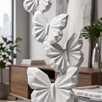 Statueta / figurina decorativa, Mauro Ferretti, Butterfly, 12x6x26 cm, polirasina, alb imagine