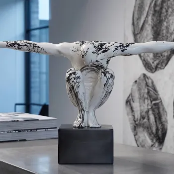 Statueta / figurina decorativa, Mauro Ferretti, Gymnast Sculpture, 50x16x34 cm, polirasina, alb/negru imagine