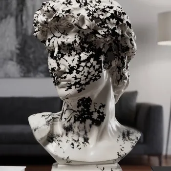 Statueta / figurina decorativa, Mauro Ferretti, Head-Shaped, 18x16x30 cm, polirasina, alb/negru imagine