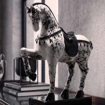 Statueta / figurina decorativa, Mauro Ferretti, Horse-Shaped, 31x10.5x34 cm, polirasina, alb/negru imagine