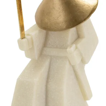 Statueta / figurina decorativa Samurai Toku Quarzy -B, Mauro Ferretti, 14x9x24.5 cm, polirasina/metal, alb/auriu imagine