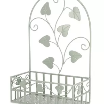 Suport de perete pentru ghiveci Harriet Rectangle, Bizzotto, 40 x 21 x 61 cm, otel, verde sage imagine