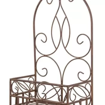 Suport de perete pentru ghiveci Melanie, Bizzotto, 32 x 17 x 51 cm, otel, maro imagine