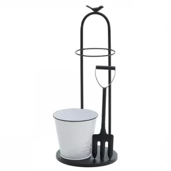 Suport decorativ pentru flori InArt, 22 x 53 cm, metal, alb/negru imagine