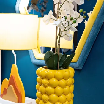 Suport ghiveci Lemons, Mauro Ferretti, 21x28 cm, polirasina, galben imagine