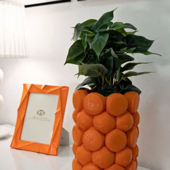 Suport ghiveci Orange, Mauro Ferretti, 19x28 cm, polirasina, portocaliu imagine