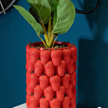 Suport ghiveci Strawberry, Mauro Ferretti, 20x32 cm, polirasina, rosu imagine