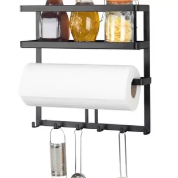Suport multifunctional pentru bucatarie, Wenko, Gala, 30 x 9 x 33 cm, metal, negru imagine