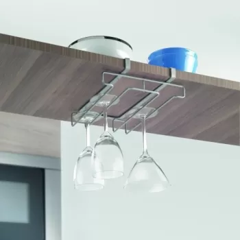 Suport pahare pentru dulap My Glass, Metaltex, 28 x 20 cm, inox/invelis Polytherm, argintiu imagine