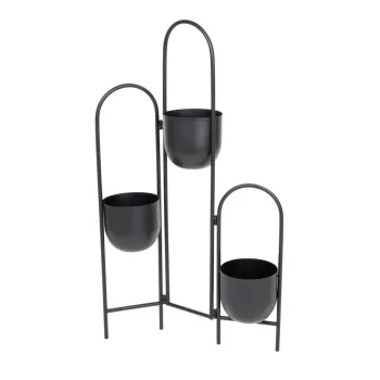 Suport pentru 3 ghivece Floero, Homla, 49x14x80 cm, metal, negru imagine