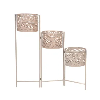 Suport pentru 3 ghivece Floero, Homla, 64x24x75 cm, metal, bej imagine