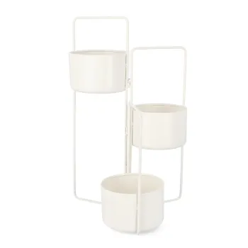 Suport pentru 3 ghivece Keyra, Bizzotto, 45x21x68 cm, pliabil, potrivit pentru exterior, alb imagine