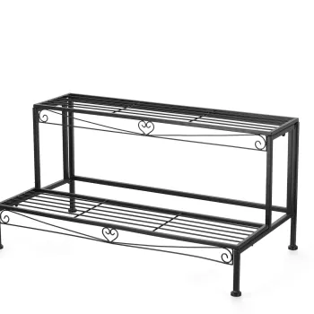 Suport pentru ghivece Alisha, Bizzotto, 75x41x36.5 cm, otel, negru imagine