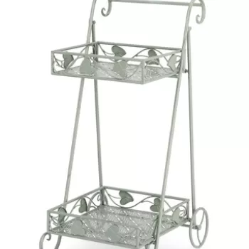 Suport pentru ghivece Harriet Rectangle, Bizzotto, 41 x 34 x 78 cm, otel, verde sage imagine