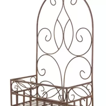 Suport pentru ghiveci Melanie, Bizzotto, 40 x 21 x 61 cm, otel, maro imagine
