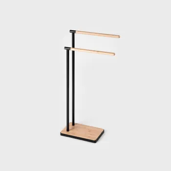 Suport pentru prosoape Fraz, Homla, 39x18x78 cm, metal/lemn, negru/natur imagine