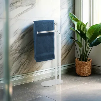 Suport pentru prosoape Levante, Wenko, 30x17x79 cm, inox, argintiu lucios imagine