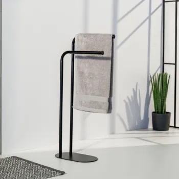 Suport pentru prosoape Levante, Wenko, 30x17x79 cm, otel, negru imagine