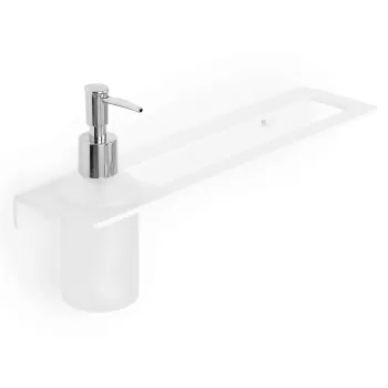 Suport pentru prosoape si dozator sapun Vicini, 33x9x3 cm, inox/sticla, alb mat imagine