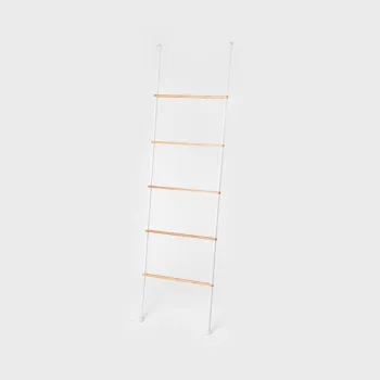 Suport pentru prosoape Taru, Homla, 45x2x159.5 cm, metal/lemn, alb/natur imagine