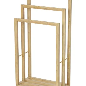 Suport pentru prosoape, Wenko, Freestanding Bambusa, 42 x 23 x 82 cm, bambus, natur imagine