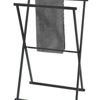 Suport pentru prosoape, Wenko, Lava, 53.5 x 80.5 x 35 cm, inox, negru imagine