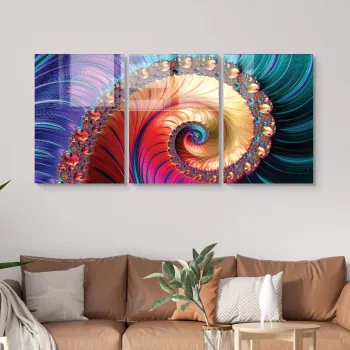 Tablou decorativ, 2047, Sticla temperata, 70 x 100 cm (3 bucati), Multicolor imagine