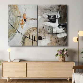 Tablou decorativ, 2P70100C010, LEMN SOLID, Material: 100% PANZA DE POLIESTER, Multicolor imagine