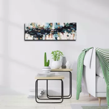 Tablou decorativ, 3090ABSC, Canvas, Lemn, Multicolor imagine