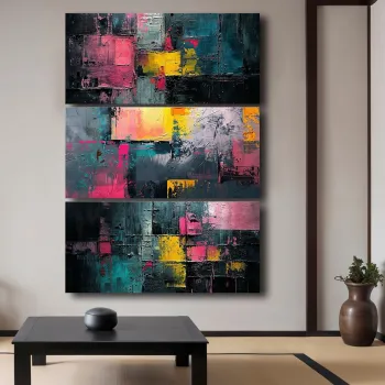 Tablou decorativ, 3P14869C002, LEMN SOLID, Material: 100% PANZA DE POLIESTER, Multicolor imagine