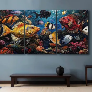 Tablou decorativ, 3P70100C021, LEMN SOLID, Material: 100% PANZA DE POLIESTER, Multicolor imagine