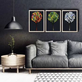 Tablou decorativ, 3PKCT-010, MDF, Lemn, Multicolor imagine