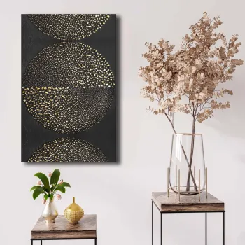Tablou decorativ, 4570NISC-019, Lemn, Auriu / Alb / Negru imagine
