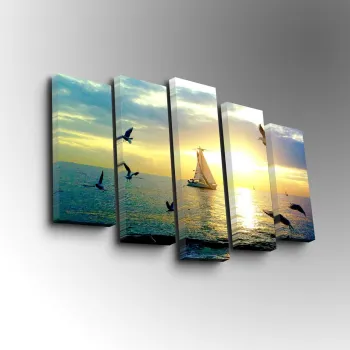 Tablou decorativ, 5PUC-001, PANZA DIN PIELE INTOARSA, Dimensiune: 14 x 50 cm (1 bucata), Multicolor imagine