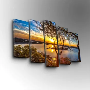 Tablou decorativ, 5PUC-117, PANZA DIN PIELE INTOARSA, Dimensiune: 14 x 50 cm (1 bucata), Multicolor imagine