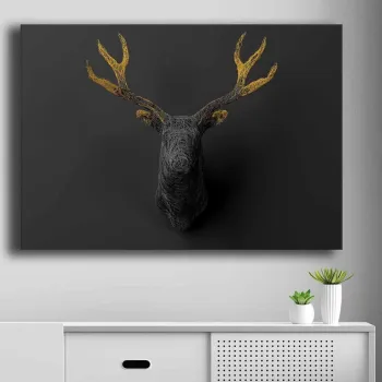 Tablou decorativ, 70100NISC-024, PANZA, Lemn (Grosime: 22 mm, Aur/Negru imagine