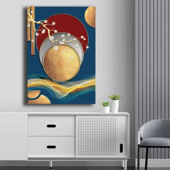 Tablou decorativ, 70100NISC-037, Lemn, Bej / Gri / Rosu / Albastru imagine