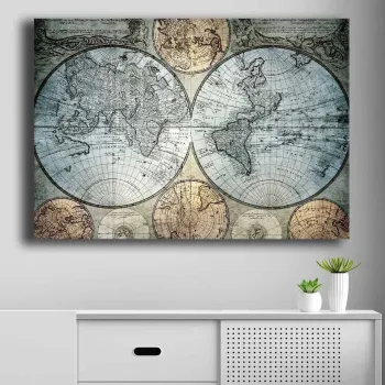 Tablou decorativ, 70100NISC-047, Lemn, Albastru / Bej / Negru imagine