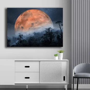 Tablou decorativ, 70100NISC-049, Lemn, Portocaliu / Bleumarin / Negru imagine