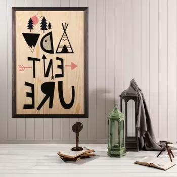 Tablou decorativ, Adventure, Lemn, Lemn, Multicolor imagine