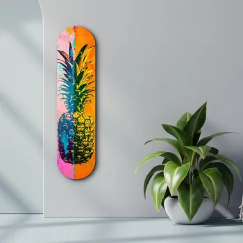 Tablou decorativ, Ananas Pink Orange| Glass Wall Art, Dimensiune: 20 x 80 cm, Multicolor imagine