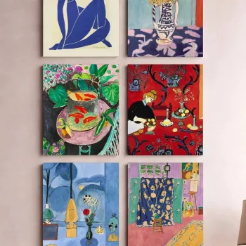 Tablou decorativ, Art6Cnvset5-1520, PANZA, Dimensiune: 15 x 20 cm (6 bucati), Multicolor imagine