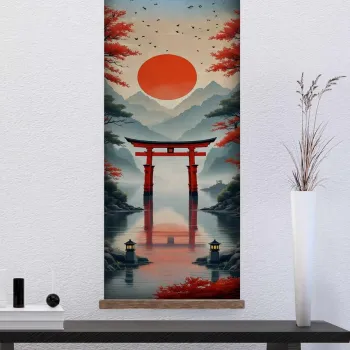 Tablou decorativ, ARTJPNPSTRDK16, LEMN SOLID, Pictura pe canvas, Multicolor imagine