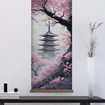 Tablou decorativ, ARTJPNPSTRDK2, LEMN SOLID, Pictura pe canvas, Multicolor imagine