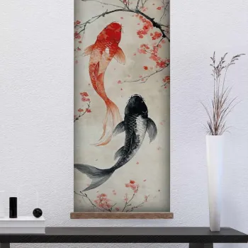 Tablou decorativ, ARTJPNPSTRDK5, LEMN SOLID, Pictura pe canvas, Multicolor imagine