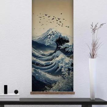Tablou decorativ, ARTJPNPSTRDK7, LEMN SOLID, Pictura pe canvas, Multicolor imagine